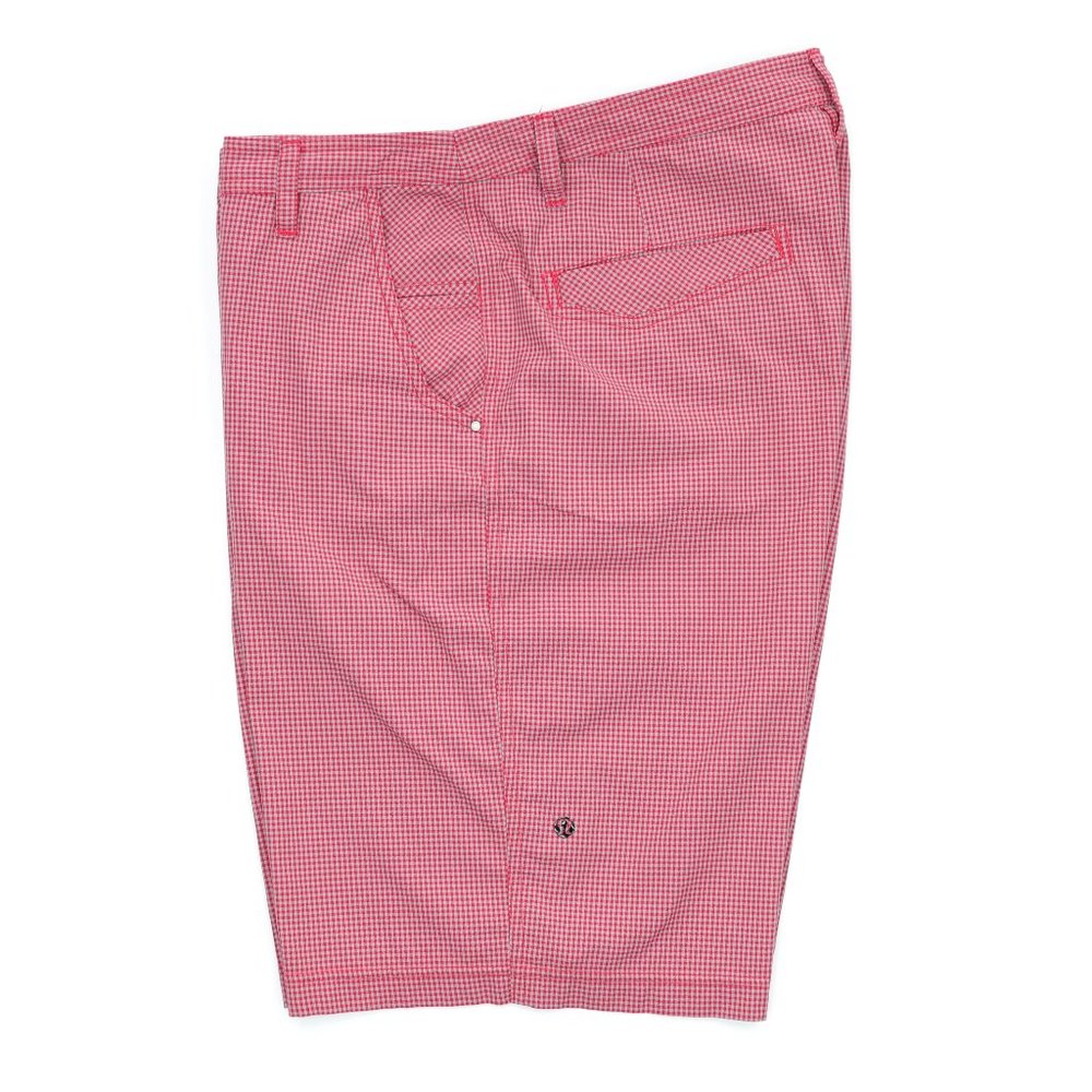 Lululemon Kahuna Shorts Golf Flat Front Men's Size 34 X 10 Red/Gray Checks